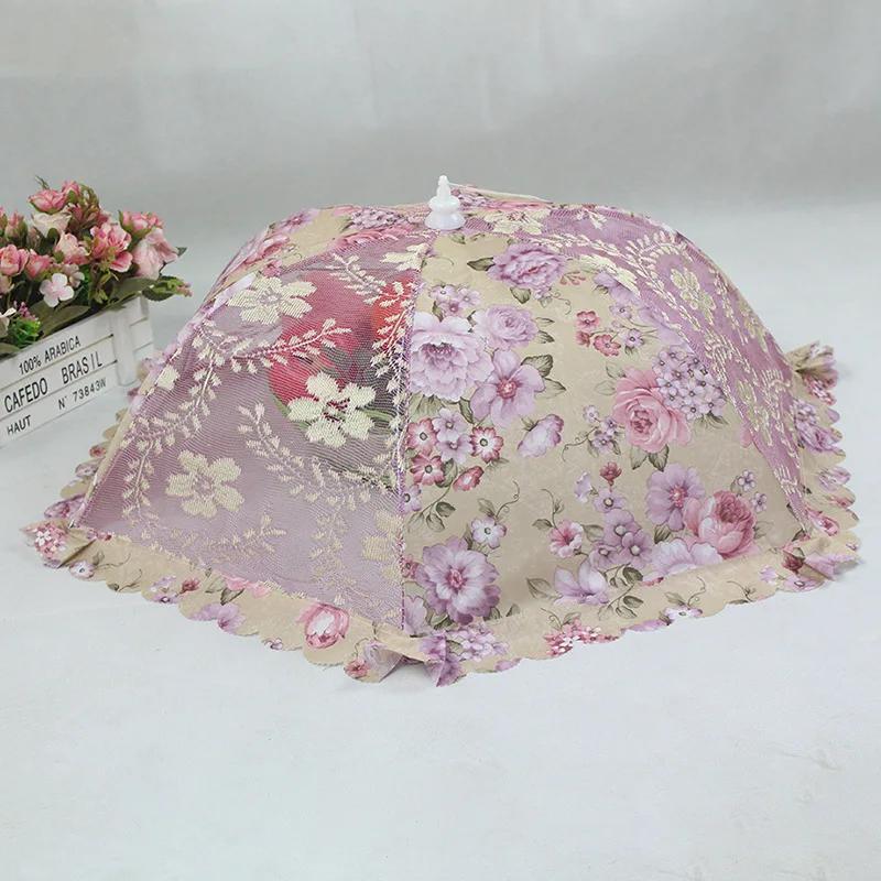 

1 Pcs Portable Umbrella Food Cover Anti-Mosquito Meal Cover Lace Dining Table Home Food Cover Kitchen Gadgets Cooking Tools розовый