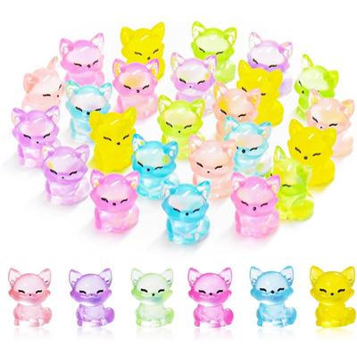 10/20pcs Luminous Resin Foxes with 6 Colors Small Animal Figurines Micro Landscape for DIY Crafts Home and Garden Decorations