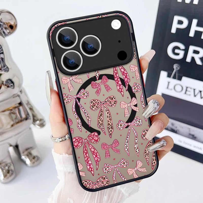 Colorful Bowknots Pattern Case For iPhone 17 Pro Max Magnetic For Magsafe Hybrid TPU+PC Matte Cover For iPhone 16 Pro Max 15 14 13 12 11 16E Air