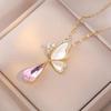 Butterfly Necklace with Color-Retaining Zircon - Fashionable, Versatile Women's Jewelry Accessory.