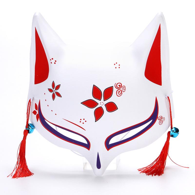 Half Face  Mask Hand-painted Fashion Mask Halloween Masquerade Party Tassels Anime Fox Mask For Costume Parties Anime