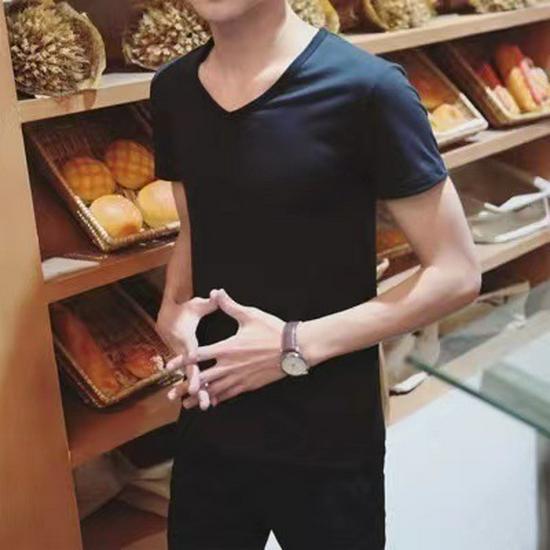 Korean Style Slim Fit Round Neck Men's Short-Sleeve T-shirt - Trendy 2025 Summer Base Layer