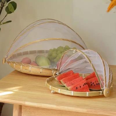 Cesta de bambú tejida a mano para servir alimentos, resistente a los mosquitos