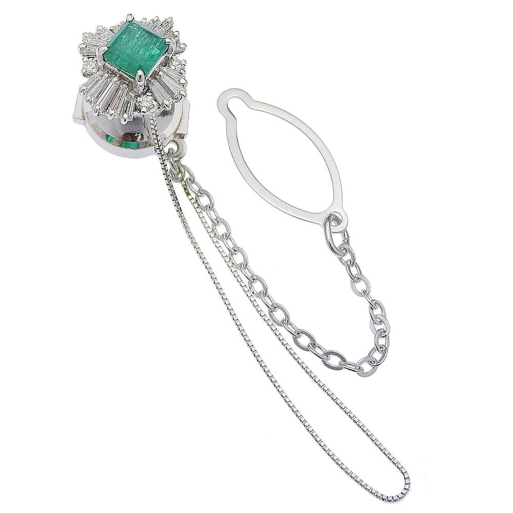 

Pin Brooch Brooch Pt900Platinum/Emerald/diamond 6.3g Women Used