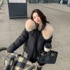 Cotton clothes women's 2025 new short thickened large fur collar padded jacket bread jacket winter down padded jacket