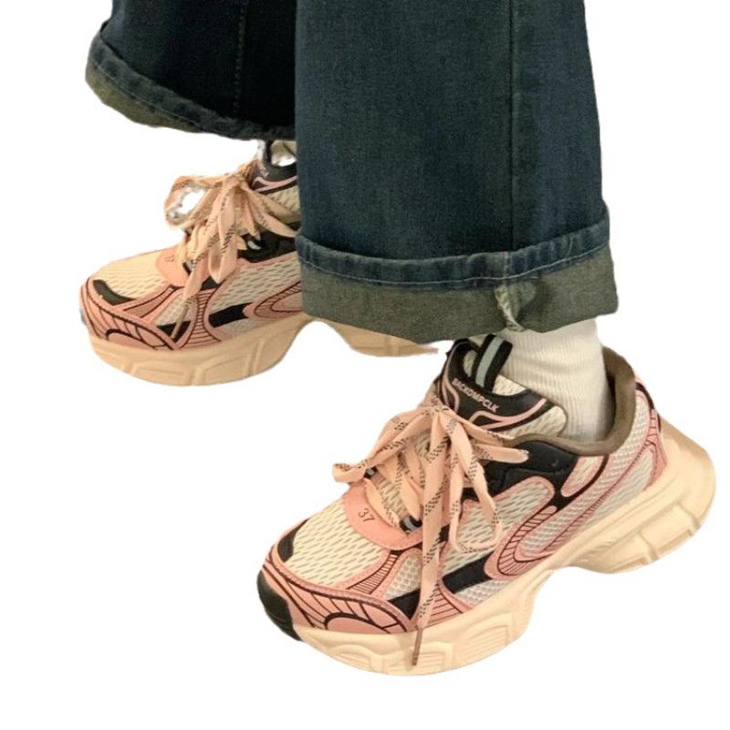 Women's Thick-soled Shoes Lace-up Vulcanized Women's Shoes Summer New Breathable Casual Sports Shoes