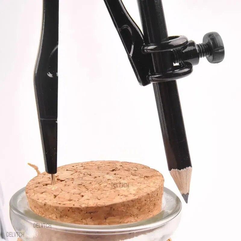 Black Compass Geometry Set Zinc Alloy Multifunction-clip Pen Compass Writing Drawing Tools School Office Stationery