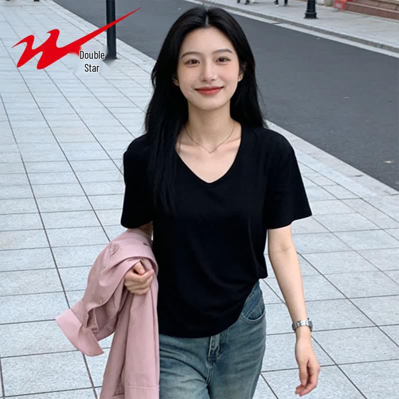 Shuangxing Women s V-Neck Short Sleeve T-Shirt S