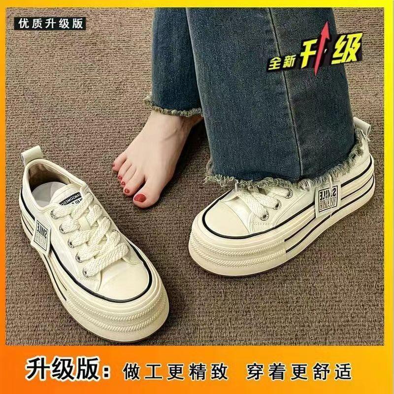 Platform Canvas Shoes 22 New Small Retro Hong Kong Style Canvas Shoes Low Top Board Shoes Lightweight