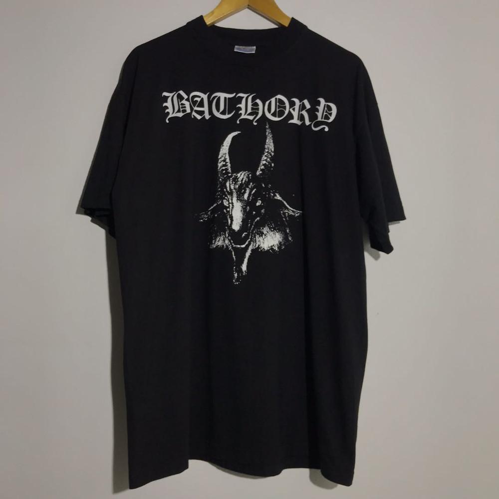 Винтажная черная футболка группы Bathory 2001 года Подарок Фанатам Музыки Все Размеры Унисекс Футболка XXL