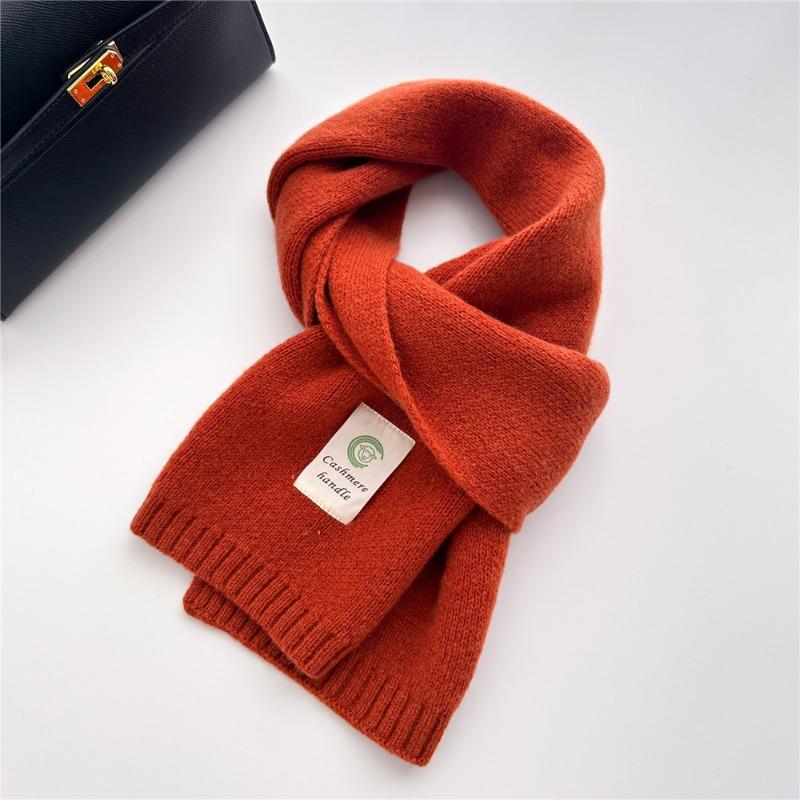 Selected Pure Cotton Wool 100% Cashmere Scarf Solid Color Student Men and Women Winter Warm Knitted Scarf Christmas