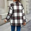 Women's Casual Fashion Woolen Plaid Long Sleeve Cardigan Jacket Top