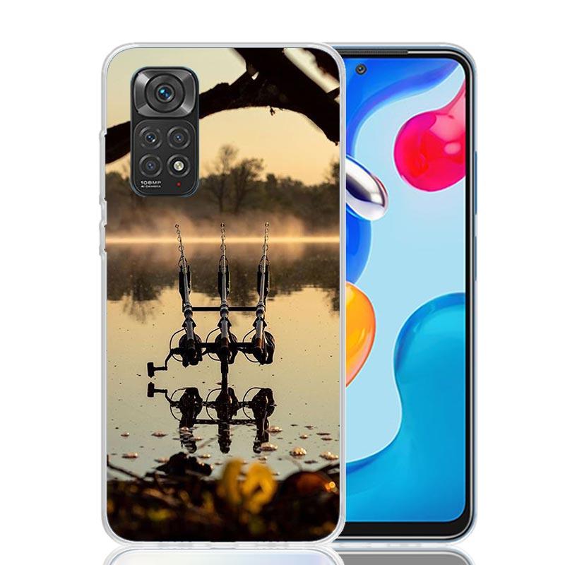 Carp Fish Fishing Rod Hook Phone Case For Xiaomi Redmi Note 13 14 15 Pro Plus 12S 12 14S 11S 11E 10 10S 11 11T 5G 4G Cover Coque