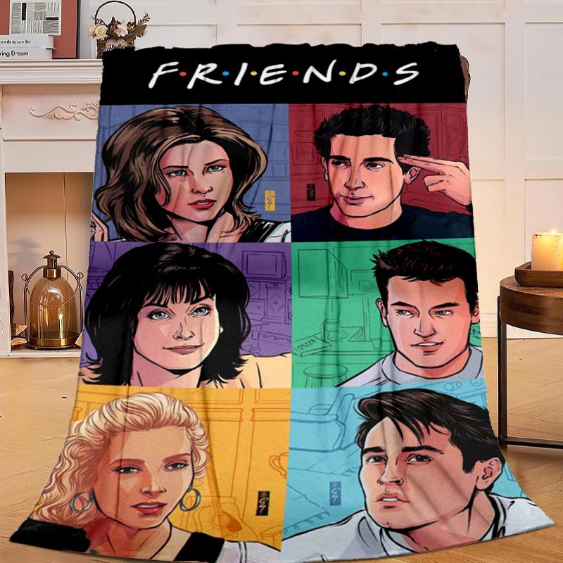 1PC Friends Cartoon Characters Flannel Blanket Gift, Suitable for Both Men And Women, Soft Ideal for Beds And Sofa, Birthday Or Christmas Gift