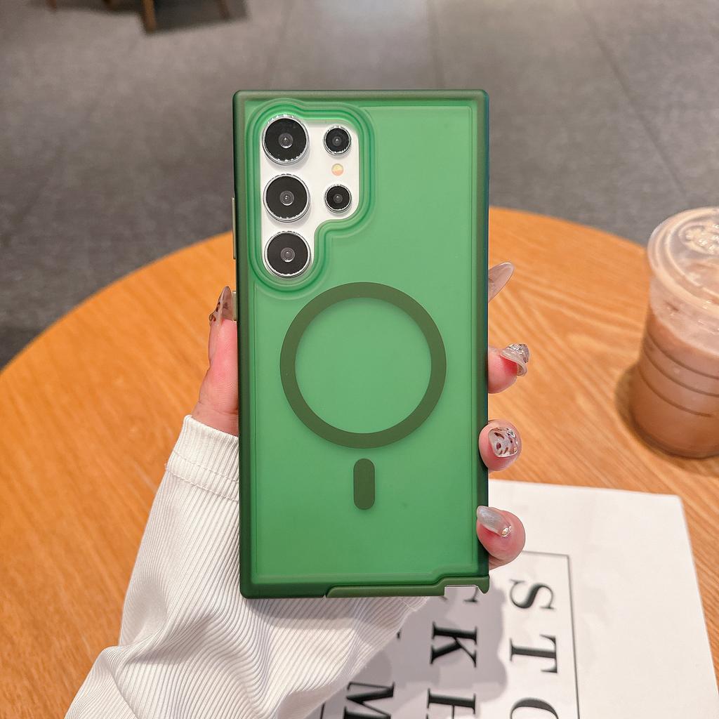 For S24 Ultra Magnetic Skin-feeling Semi-transparent Mobile Phone Case Magsafe Charging Anti-fall and Anti-wear Protective Case