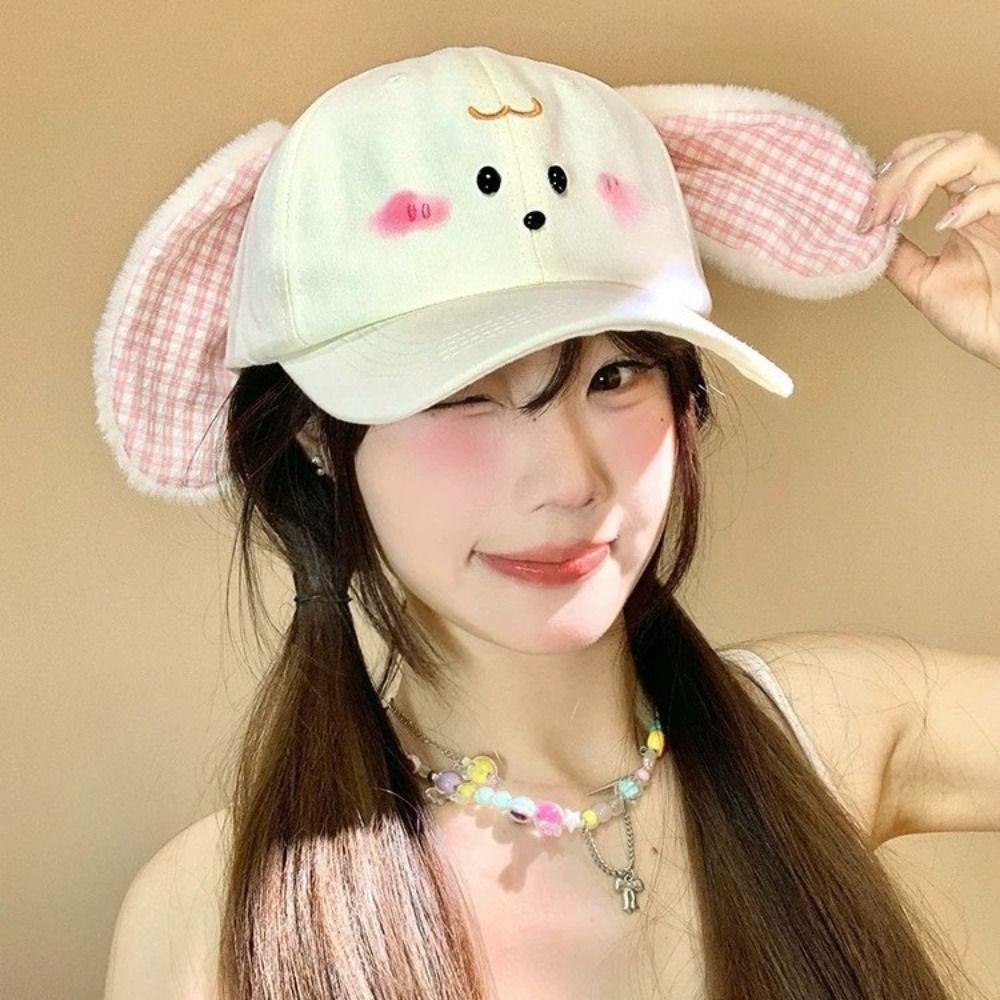 Cute Baseball Cap Plush Rabbit Ear Sunscreen Hat Trendy Peaked Cap Spring Summer