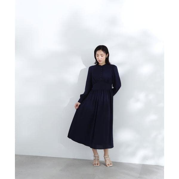 Beauty Casual Wide Waist Yoke Navy [Natural Basics] Dress, Dress, Women's,