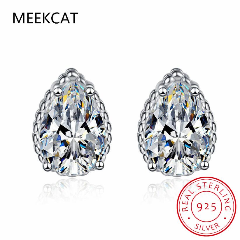 Pear Cut Created Red Ruby Natural Garnet 925 Sterling Silver Water Drop Stud Earring For Women Gemstone Jewelry Brincos de Prata белый