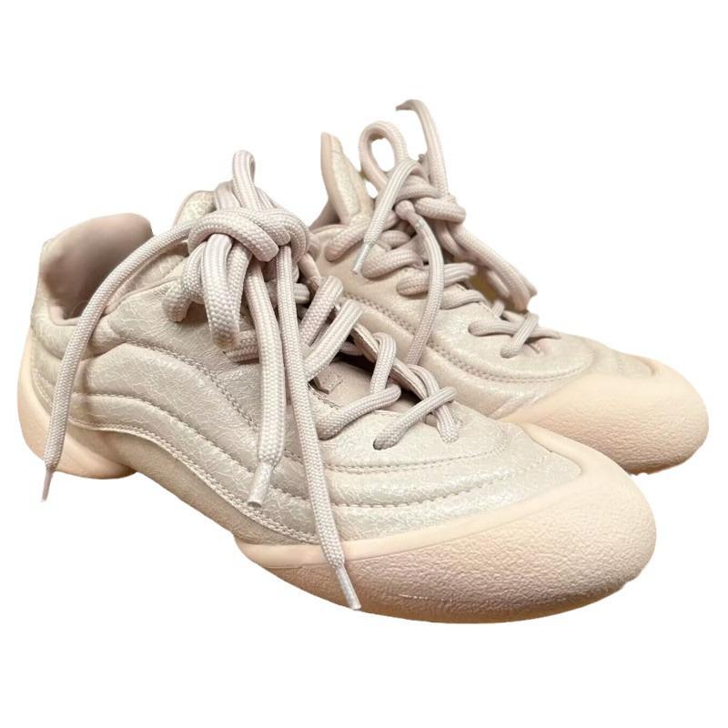 Fashion NEW Leather Women's Casual Sneakers Designer Training Shoes Patchwork Lace-up Sneakers Leather Flat Women's Shoes