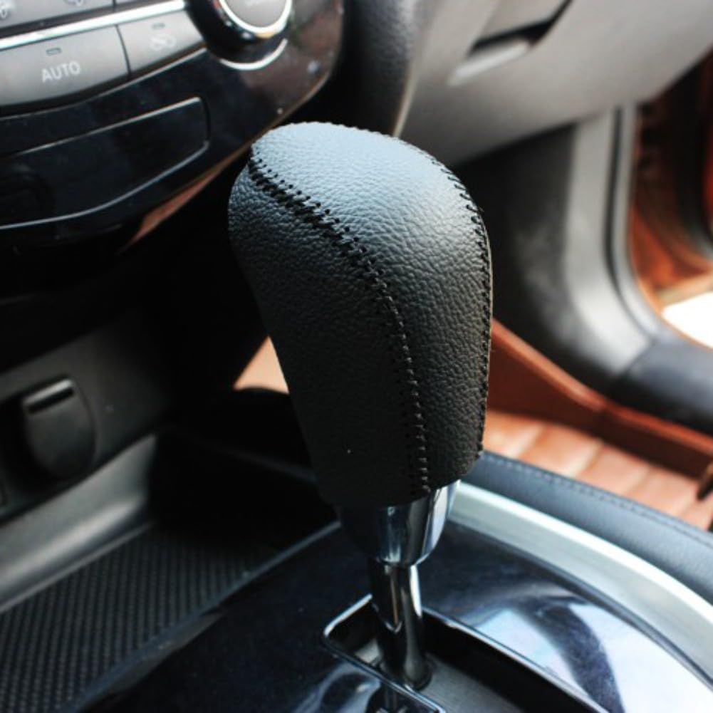 Compatible with Nissan Rogue/Murano/Rogue Sport 2014-2021 Hand Sewing DIY Hand Stitched Car Leather Gear Shift Knob Cover Anti-Slip Breathable Shift