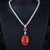 Elegant Fanta Padparadscha Full Diamond Bridal Jewelry Set Necklace Earrings Ring For Wedding