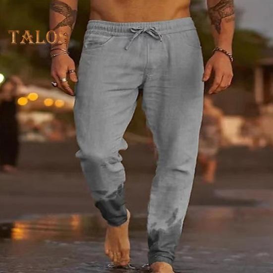 Erkek Pantolon Bağcıklı Lastikli Bel Yan Cepli Düz Renk Günlük Okul İş Spor Pantolon Seyahat Eşofman Altı