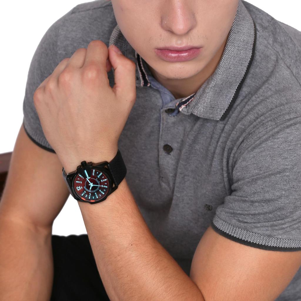 Diesel Men's Mega Chief Leather Stainless Steel Watch