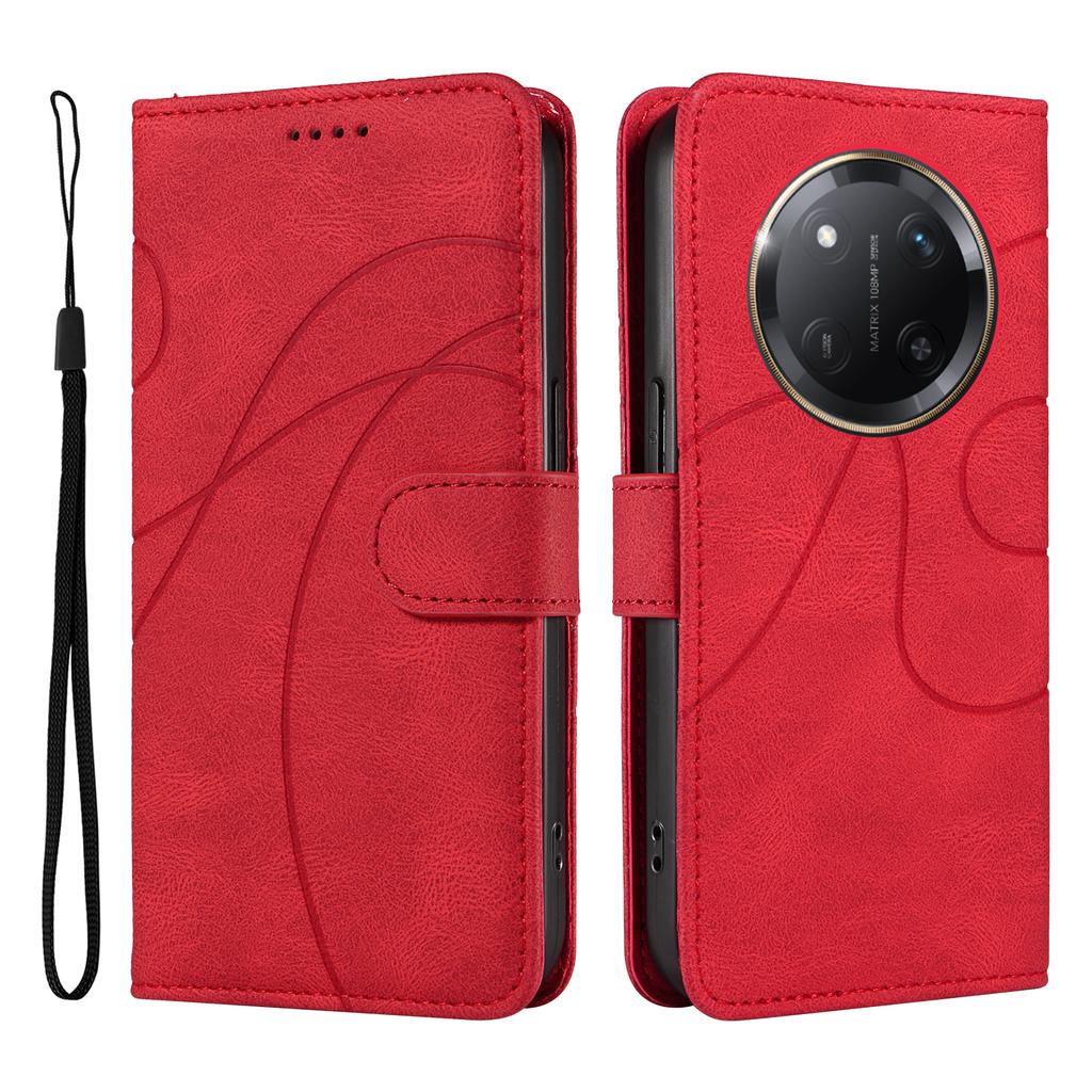 For Honor X60 Pro 5G/Honor X9c 5G Wallet Case Leather Phone Cover Stand with Curved Line Design