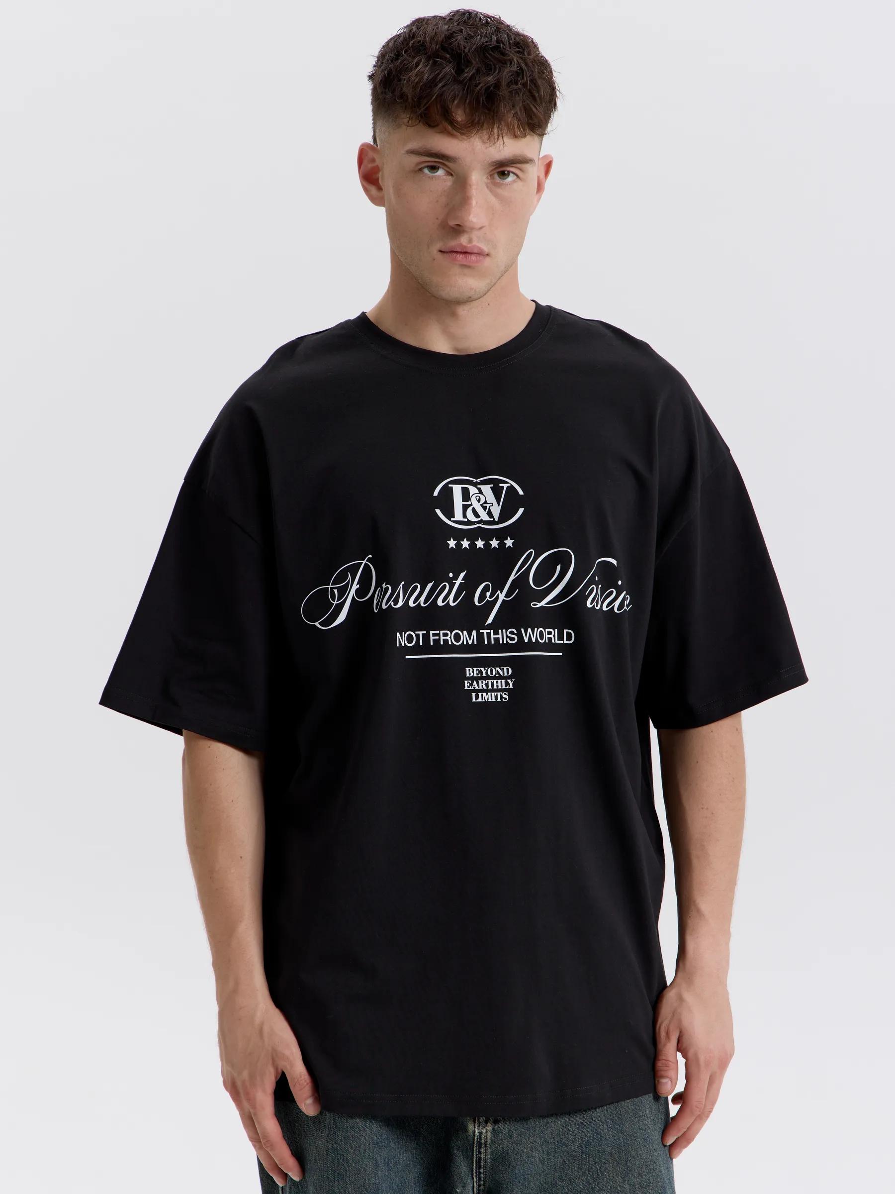 Black T-shirt with print  money manipulator S
