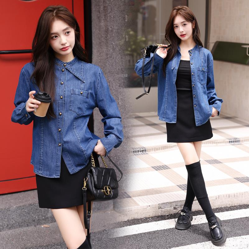 Women's denim shirt jacket women's 1116 new early autumn new Japanese and Korean long-sleeved versatile cardigan top