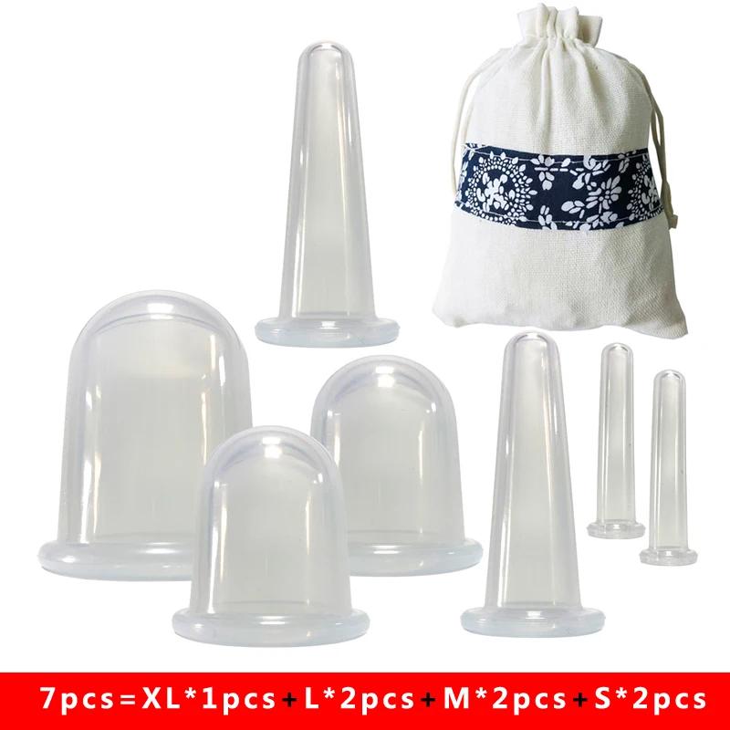 7PCS/Set  Silicone Massage Jars Suction Cup Plastic Dampness Expelling Body Release Pain Vacuum Cans Banks