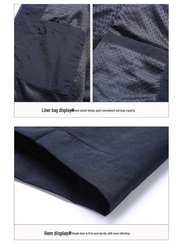 Czterosezonowa męska szybkoschnąca kamizelka bez rękawów z wieloma kieszeniami dla mężczyzn w średnim i starszym wieku