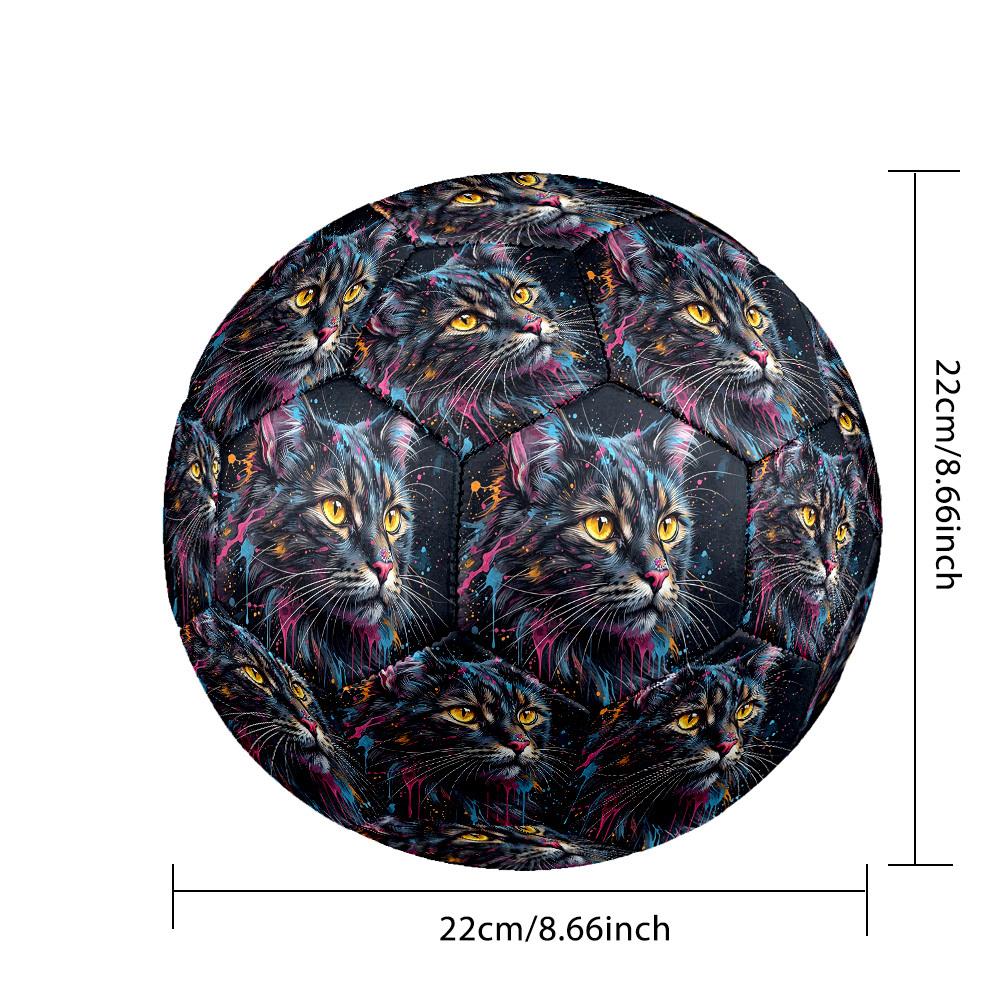 1pc Colorful Cat Art Theme Soccer Ball Football, Size 5, Lightweight PVC, Outdoor Training Soccer Ball,Sports Gift t61477