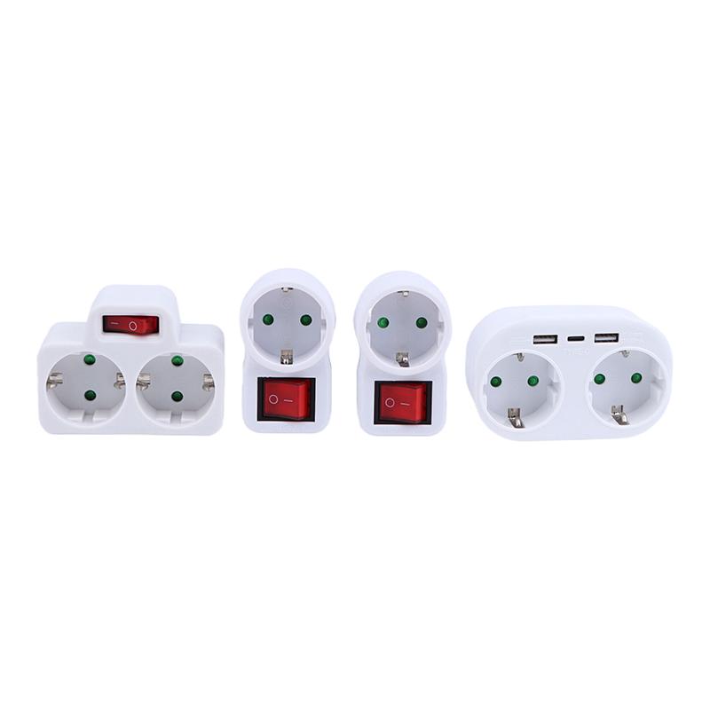 1 To 3 Plug Eu Socket Adapter With Switch 16A Plug Adapter Travel Charging German Standard Power Converter For Portugal Turkey