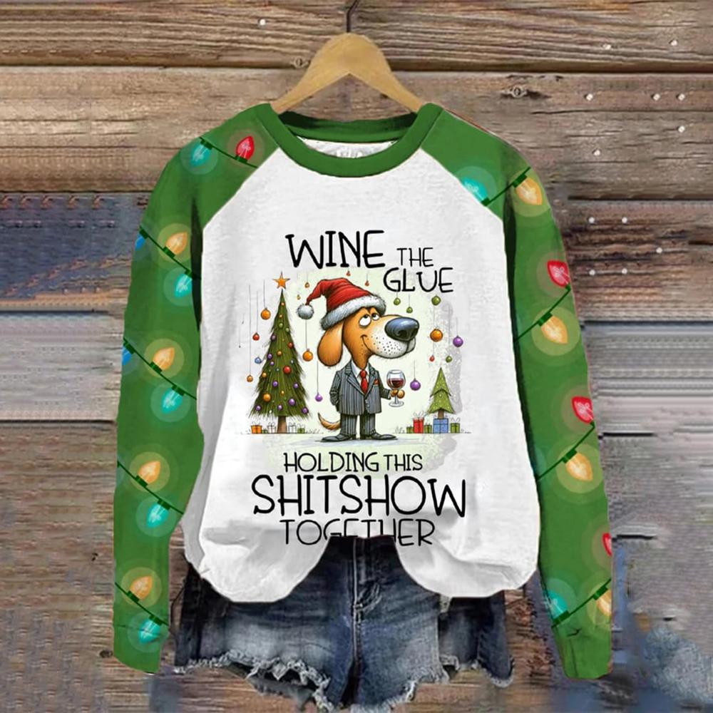 2025 European and American Cat Women's Christmas Themed 3d Printed Loose Knit Long Sleeved Fashionable High-End T-Shirt Top
