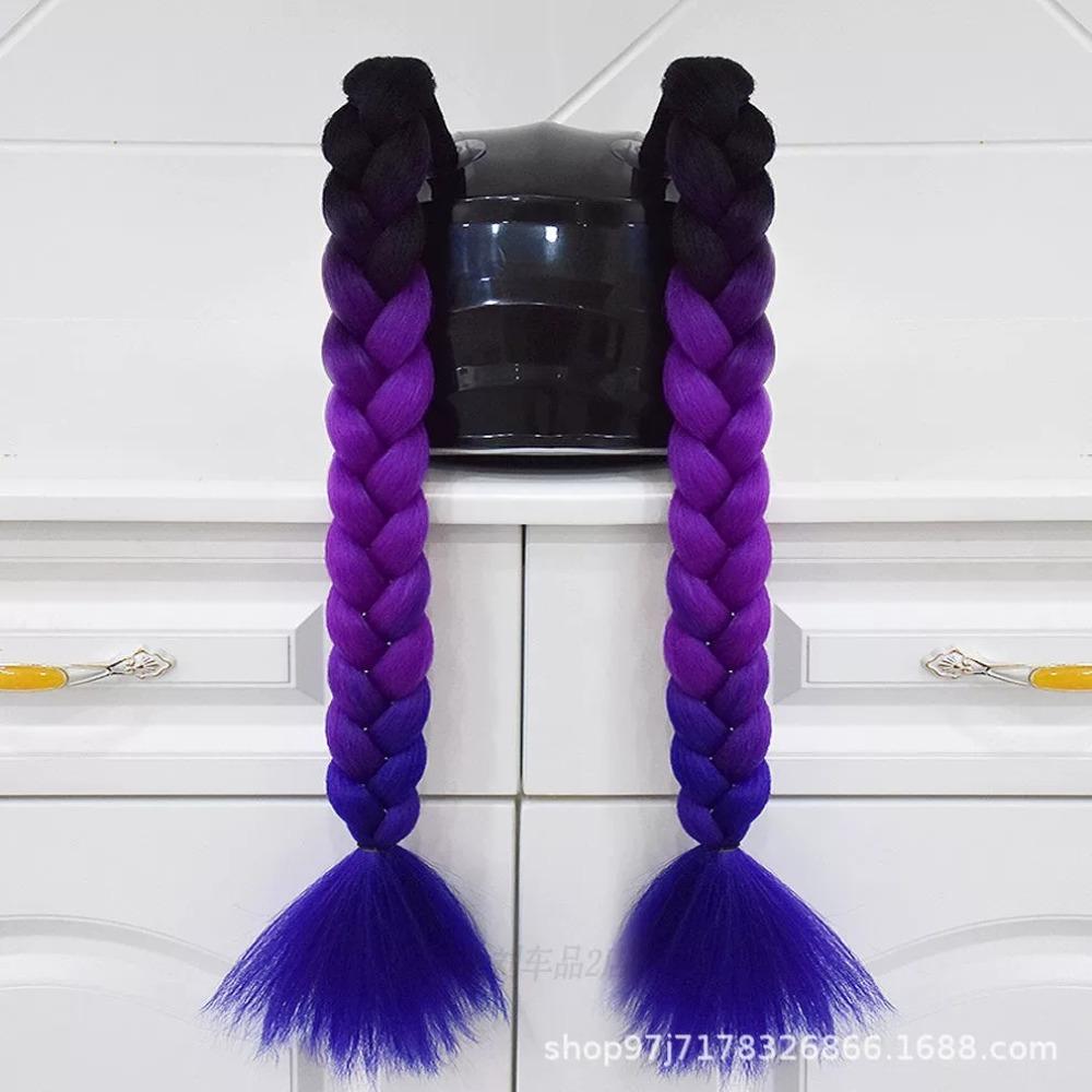 2pcs/pair New Motorcycle Helmet Braids Woman Braids Wig For Motorbike Helmets 164 colors Twist Dual Pigtail Ponytail With Sucker