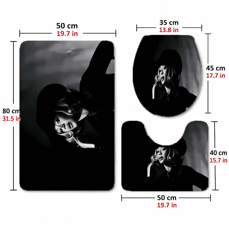 Beyoncé (23)Flannel Toilet 3 Piece Set Soft Bathroom Rug Non-Slip Toilet Seat Cover Bathroom Home Decor