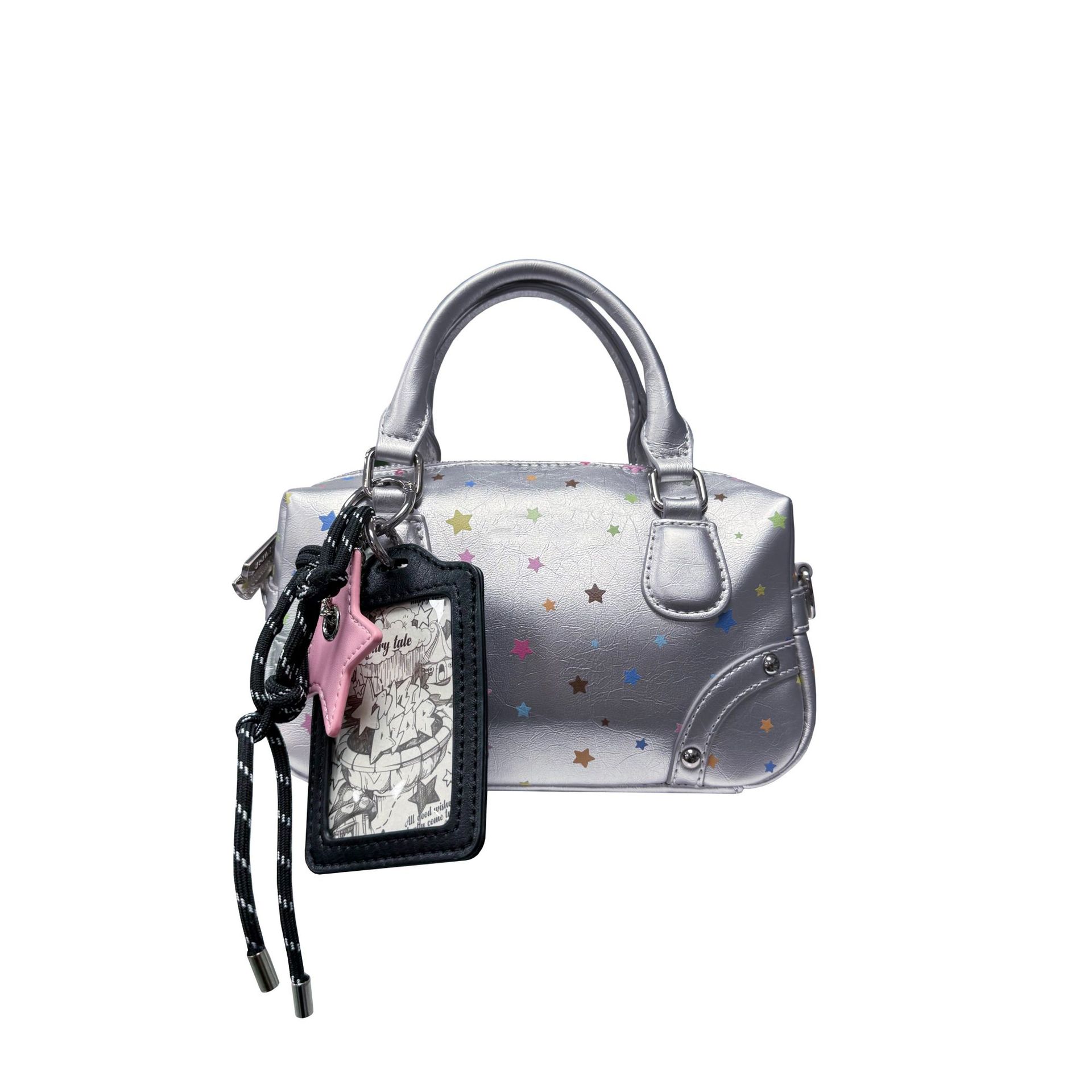 

Fashion Handbag - Tote Bag - Casual and Small for Casual Wear - Small Carry-on Bag - Shoulder Strap Bag With pendant срібний