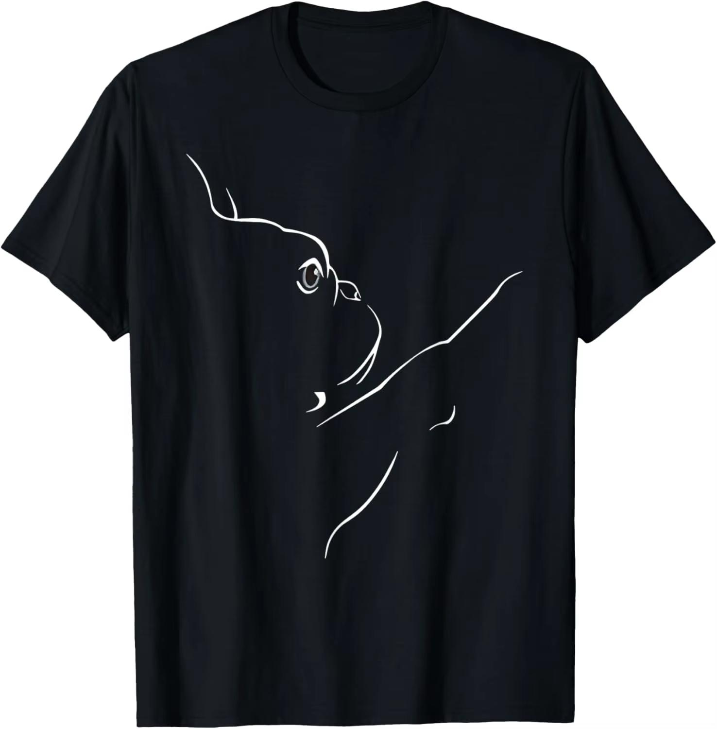 French Bulldog Illustration Line Art Bulldog Lovers TShirt Unisexs Clothing and Womens Clothing 2026 Summer New Fashion T Shirt S