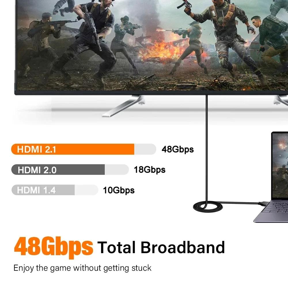KEBIDUMEI 8K Ultra HD HDMI 2.1 Cable 48Gbps HDMI-compatible To HDMI Vedio Cable HDR10+ 8K 60Hz Dolby EARC 3D HDCP for PC TV Box