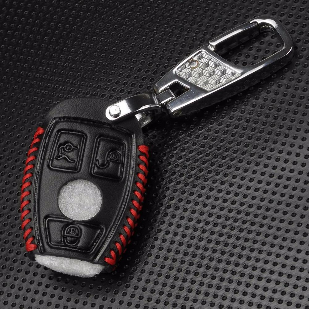 jingyuqin 3B Genuine Leather Men Car Key Bag Case Cover Holder Chain For Mercedes Benz W203 W210 W211 W124 W202 W204 W205 AMG
