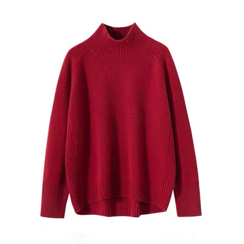 Necked Cashmere Sweater Women Autumn Winter Slit Lazy Sweater Soft