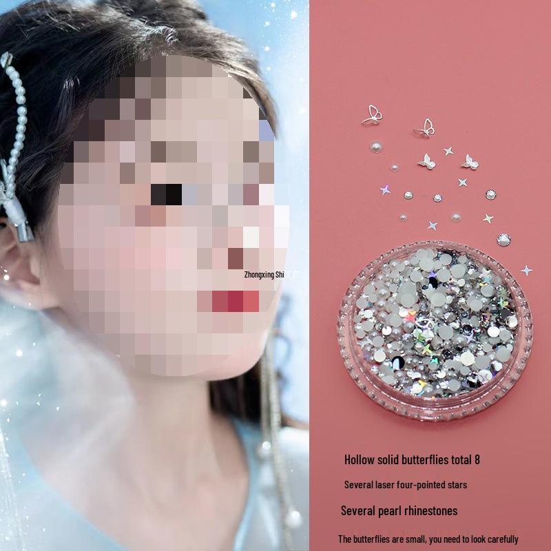 Children's Glitter Makeup Set: Eyeshadow, Face Stickers, Fairy Rhinestones for Dress-Up & Kindergarten Fun