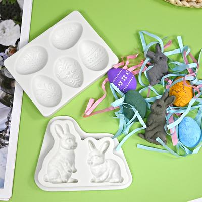 Easter Bunny Colored Egg Silicone Mold Gypsum Clay Chocolate Tools DIY Fondant Cake Decorating Sugar Craft Soap Resin Mold