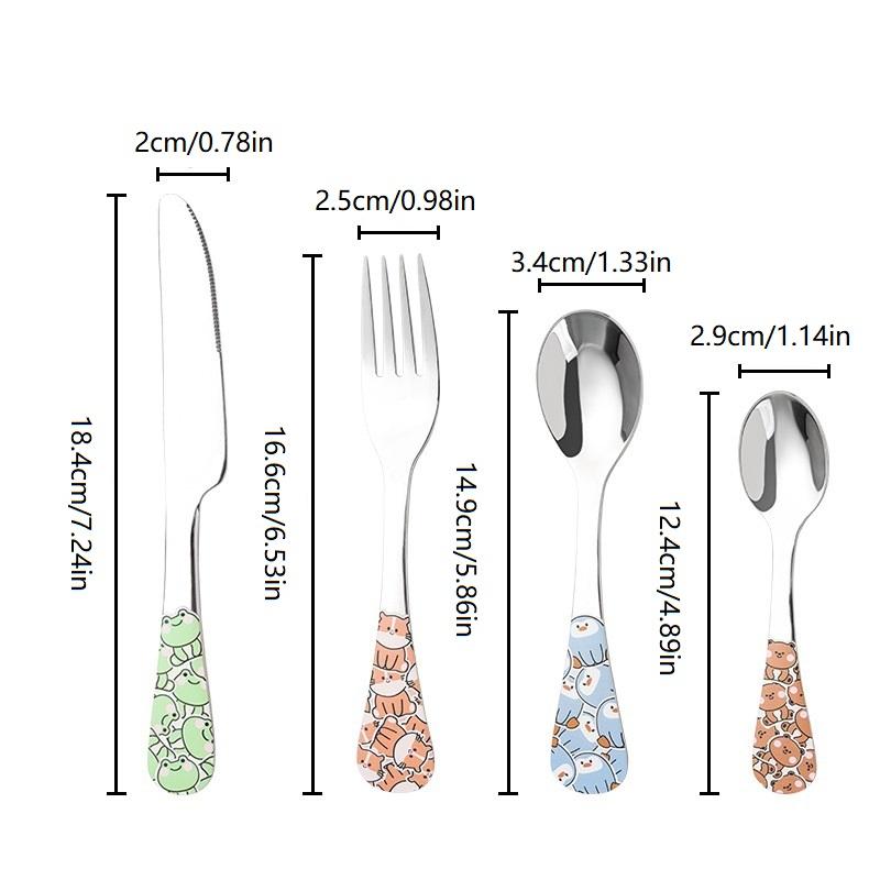 1/4Pcs Animal Cartoon Cute Fork Stainless Steel Children Spoon Fork Children Kids Cutlery Set Tableware Dinnerware Supplies Gift