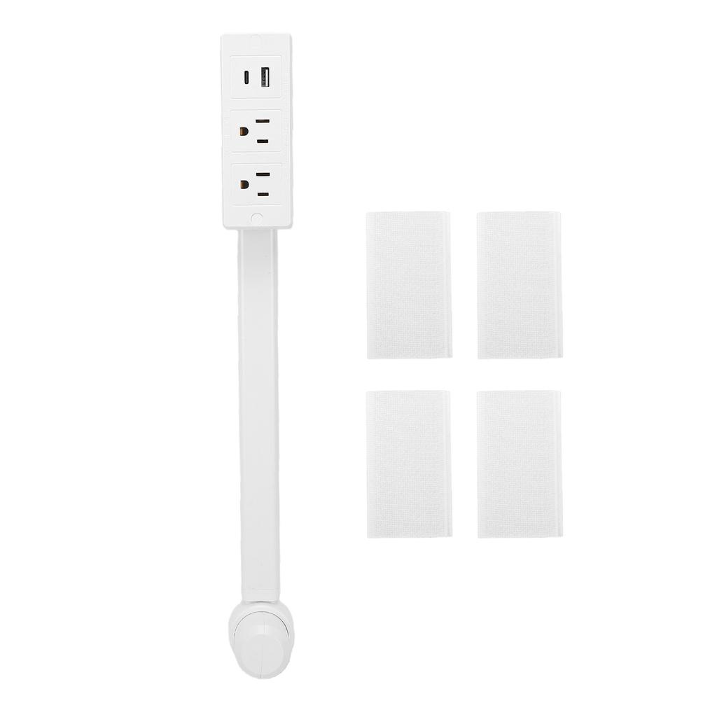 Outlet Extender Stick with 2 AC Outlets USB A Type C Ports 90 Degree Rotating Extendable 17 27in for Nightstands Sofa