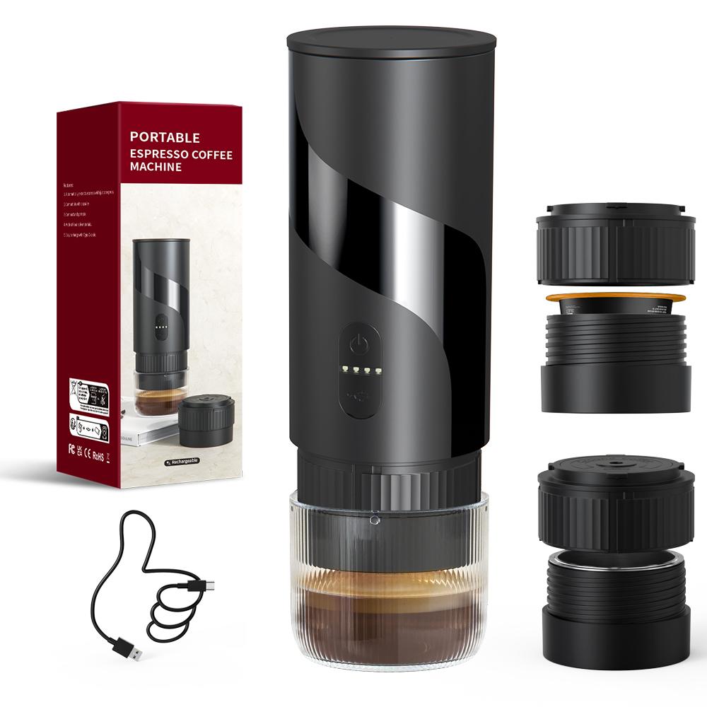 Портативная беспроводная итальянская кофемашина для улицы, бытовая капсульная мини-кофемашина с холодным и горячим экстрагированием, концентрированная. чёрный