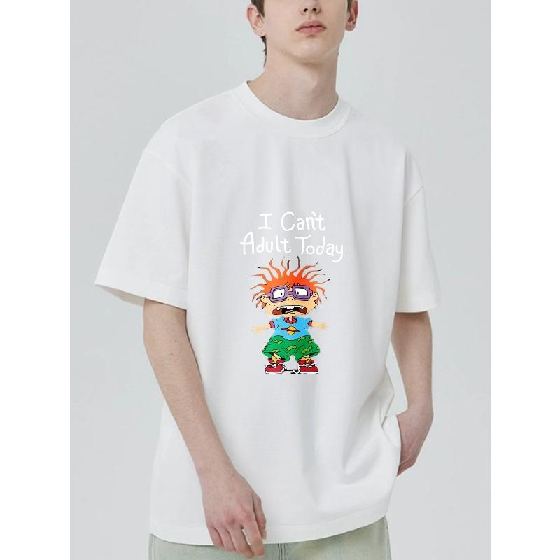 Черная футболка I Cant Adult Today с принтом мультяшного персонажа для повседневной носки S