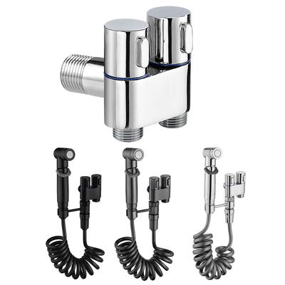 Hygienic Shower For Bathroom Toilet Bidet Shower Head Double Outlet Angle-Valve
