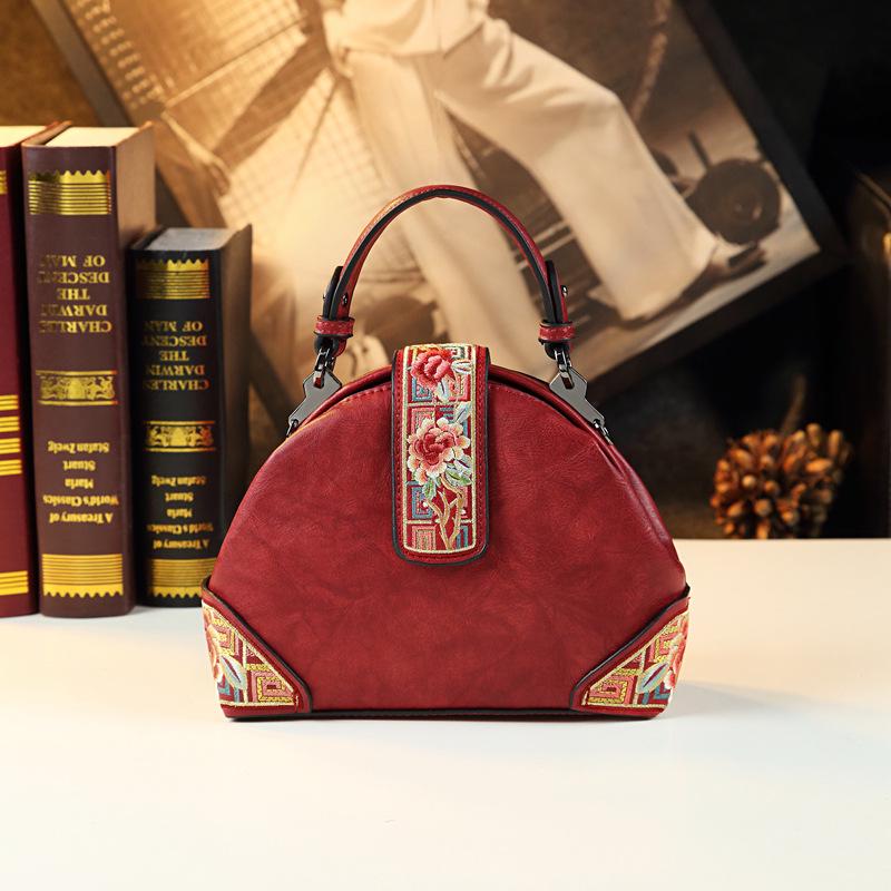 2025 Ethnic Chinese Embroidered Soft Leather Women's Crossbody Bag - New Stylish All-Match Handbag